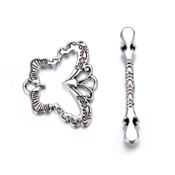 20 Sets Butterfly Toggle Clasp 28mm (1.1 Inch) T-Bar Closures