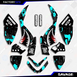 Factory EFX Black & Cyan Savage Camo Racing Graphics kit fits 06-08 Polaris Outlaw 450 525