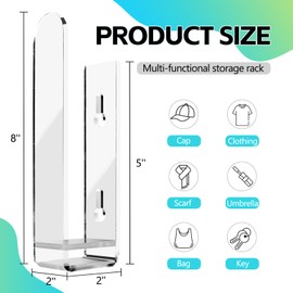 AIUAIP Clear Acrylic Hat Hooks Detachable, Adhesive or Drilled Wall Mounted Hat Rack, Multi Purpose Hat Holder Storage Baseball Cap Hanger Organizer for Wall Door Closet(2PCS, U)