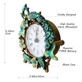 Pasiir Vintage Mini Analog Table Clock, Silent Small Table Clock with Hand-Painted Metal Body and Battery Operated Non-Ticking Clock Core for Shelf, Bedroom, Bedside, Desk, Gift Clock