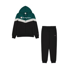 Champion Men's Legacy Script Shop Color Block (220291) -Soft Compact Powerblend Fleece Hooded Tracksuit, Green (GS502), XL