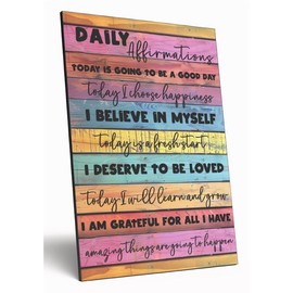 Motivational Wall Art Sign Plaque Inspire Every Day Vibrant Print Daily Affirmation A4 Wooden Home Décor Uplifting Decoration