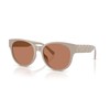 Coach Women's HC8430D Round Sunglasses, Khaki Solid/Brown Solid, 56 mm