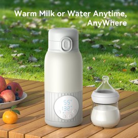 Portable Bottle Warmer for Travel,Fast Heating & Precise Temp Control for Baby Breast Milk & Water,Bottle Warmer for Outdoors/Home/Car..,13.5 Ounces Large Capacity to Meet Your All-Day Needs