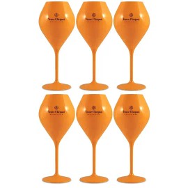 Veuve Clicquot Orange Acrylic Champagne Flute Goblets x 6 New