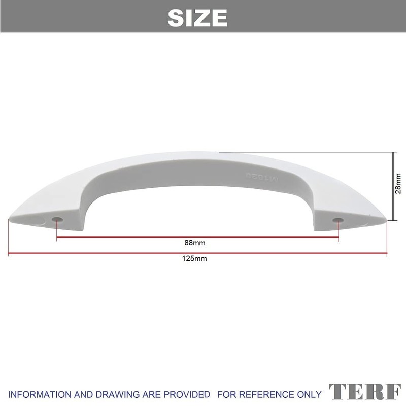 TERF® D-Shape Front Fix Pull Handle 125mm (5 inch) White