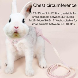 Adjustable Rabbit Harness Leash Bunny Harness for Pet Walk Running Jogging Leash Harness for Bunny Cat Puppy Kitten Ferret and Other Small Pet (Pink,Small)