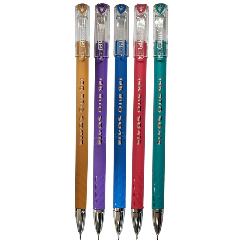 ELKOS BLUE Gel Pens, 0.7mm Fine Point, Pack of 5,