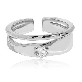 Meissa Gold Rings for Women Chunky Gold Thumb Rings Statement Ring Sterling Silver Gold Wedding Band Ring Engagement Rings Size Adjustable, Silver