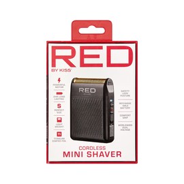 RED by Kiss Cordless Mini Shaver for Men, Compact High-Precision, Quick USB-C Charging, Non-Slip Grip, Long-Lasting Battery, Travel-Friendly Design, Powerful Motor for Efficient Shaving (Black)