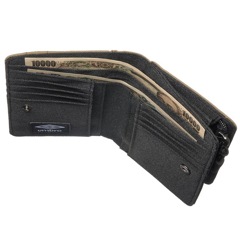 Umbro Men's and Women's Bi-Fold Wallet with Round Zipper, Nylon,