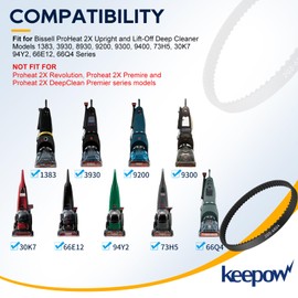 KEEPOW Replacement Belt Compatible with Bissell ProHeat 2X Upright and Lift-Off Deep Cleaner 1383, 3930, 8930, 9200, 9300, 9400, 73H5, 30K7, 94Y2, 66E12, 66Q4 Series, Part #2036804 & 2036688, 4 Pack