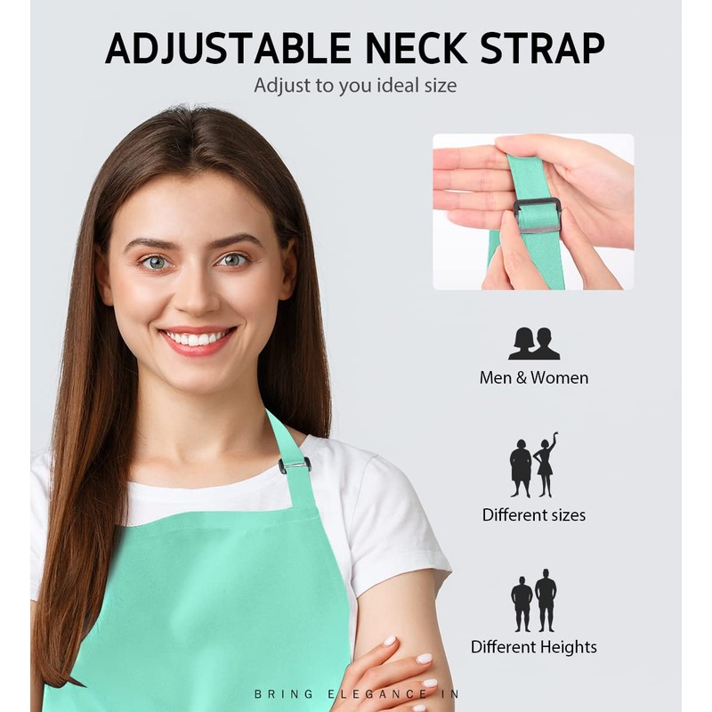 Syntus 2 Pack Adjustable Bib Apron Waterdrop Resistant with 2