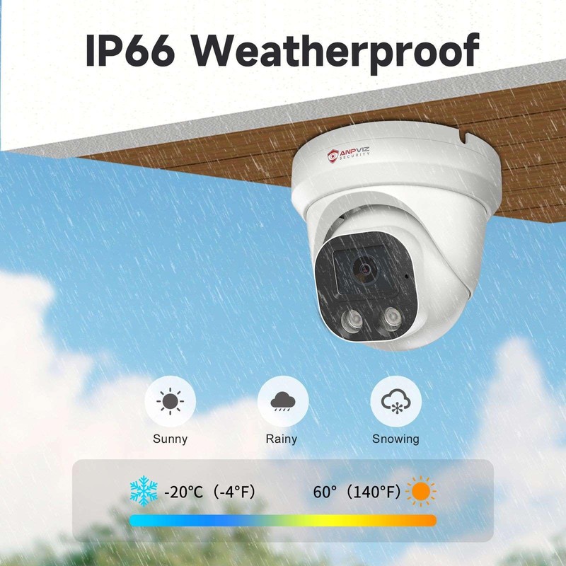 Anpviz 4MP External Poe Camera, 2.8mm Lens, Human Motion Detection