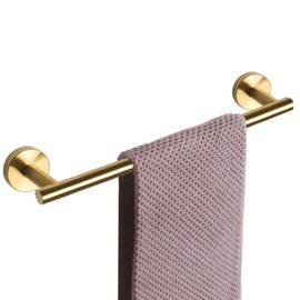 NearMoon Bathroom Towel Bar, Bath Accessories Thicken Stainless Steel Shower Towel Rack for Bathroom, Towel Holder Wall Mounted (1 Pack, Brushed Gold, 18 Inch)