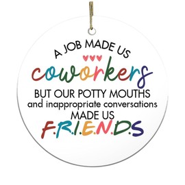 Decorlion 2024 Christmas Ornament - A Job Makes Us Coworker But Our Mouth Ceramic Ornament, Christmas Tree Decoration, Hanging Ornament, Gift for Coworkers, Brother, Sisters, Friends