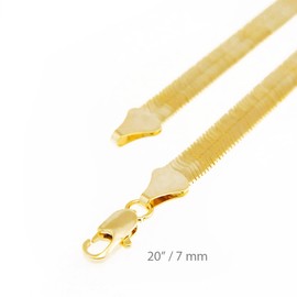metaltree98 Men's Women's Flat Flexible Shine Herringbone Chain Necklace 14kt Gold Plated sized 20" (7)