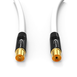 RedStar24 Antenna Cable 2 m White - Male to Female Coaxial IEC - Premium HDTV Coaxial Cable for Cable TV | TV Cable: Compatible with TV, Radio, DVB-T/T2, DVB-C, DAB