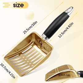 NewGF Stainless Steel Cat Litter Scoop,Metal Cat Litter Scoop,Kitty Metal Scooper,Sturdy Mesh Scooper,Suitabla cat Scooper for Cat Litter Box(Gold)