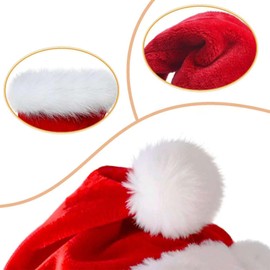 Santa Hat for Kids Christmas Headwear Unisex Holiday Comfort Red Velvet Extra Thicken Xmas Hat for New Year Festive Party