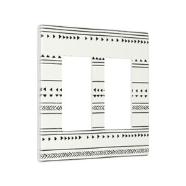 White Beige Black Boho Stripes 2 Gang Double Rocker/Decora Light Switch Cover Decorative Outlet Wall Plate Electrical Faceplate Screwless