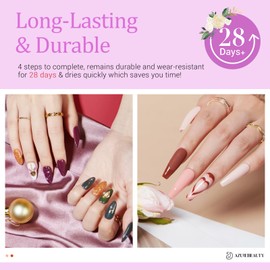 AZUREBEAUTY AZUREBEAUTY 170Pcs Dip Powder Nail Kit, 36 Colors All Season Red Glitter Brown Dipping Powder Starter with Top/Base Coat Activator & Removal Accessories Set for French Manicure Salon DIY at Home