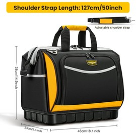 WINHUNT Large Tool Bag, Professional Tool Tote Hard Bottom, Multi-Pocket Storage with Shoulder Strap, Black and Yellow (Yellow & Black, 18 inch)