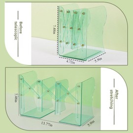 Clear Acrylic Bookends for Shelves,Decorative Heavy Book Ends Unique Adjustable Book Holders Desk Non-Skid (Crystal Black)