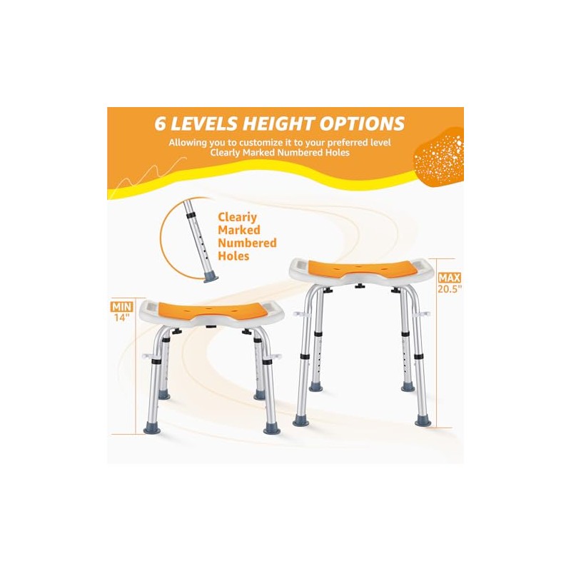 U-shaped Shower Stool to Sit on in Shower, Adjustable Height