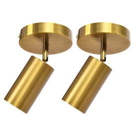 Track Lighting Ceiling Spotlight, Zicbol Gold Ceiling Light Fixture, Gu10 Ceiling Spotlights Indoor Angle Adjustment Modern Wall Lamp for Living Room, Gallery, Cabinet, Hallway, Bedroom 2 Packs
