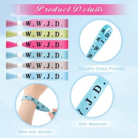 YASUTGAS 60 Pcs Cloth WWJD Wristband, Disposable Wristbands for WWDJ, Colored PET Fabric Disposable WWJD Bracelet, Large, no gemstone