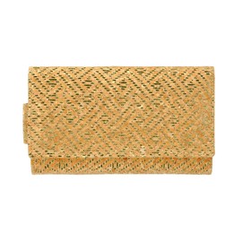 Hudson & James Ladies Designer Cork Vegan RFID Blocking Shield Compact Card Holder Wallet Purse Multi Card Women Clutch Wallet with Phone Pocket (Cork with Golden Pattern)