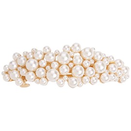 Yusier Large Pearl Hair Accessories Metal Vintage Hair Barrettes French Double Clasp Barrettes Decorative Hair Clasps Accessories for Women Girls (Large 01)