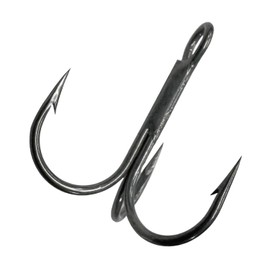 Made in Japan, Treble Hooks, Horizontal Eye, 50 Pieces, Triple Hooks, Round Bent, Fishing Hooks (Type A Fluorine Coating), Size 6