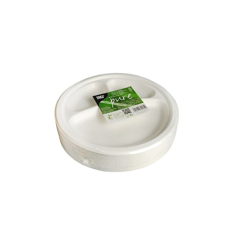 Disposable Tableware & Cutlery 50 Sturdy Plates Sugar Cane Pure