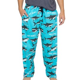 Lazy One Funny Ocean Pajama Pants For Men, Men's Separate Bottoms, Lounge Pants (Wide Awake Shark, Medium)