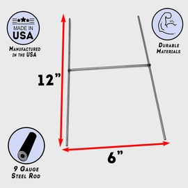 VIBE INK 6"x12" Heavy Duty Metal H-Stakes Frame Wire Stakes Yard Sign Stake Lawn Sign Stake Use with 4mm and 5mm Corrugated Plastic Yard Signs (100)