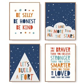 LARTSFRO Inspirational Colorful Wall Decor for Kids Room, Nursery, Baby Bedroom, Classroom - I Am Kind, Brave, Honest - 10x8 Inch Set of 4 Unframed Gifts