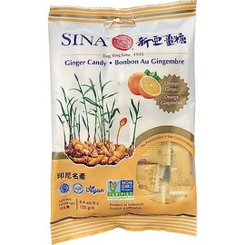 Sina Ting Ting Jahe Ginger Chewy Candy With Orange, 4.4 Ounce