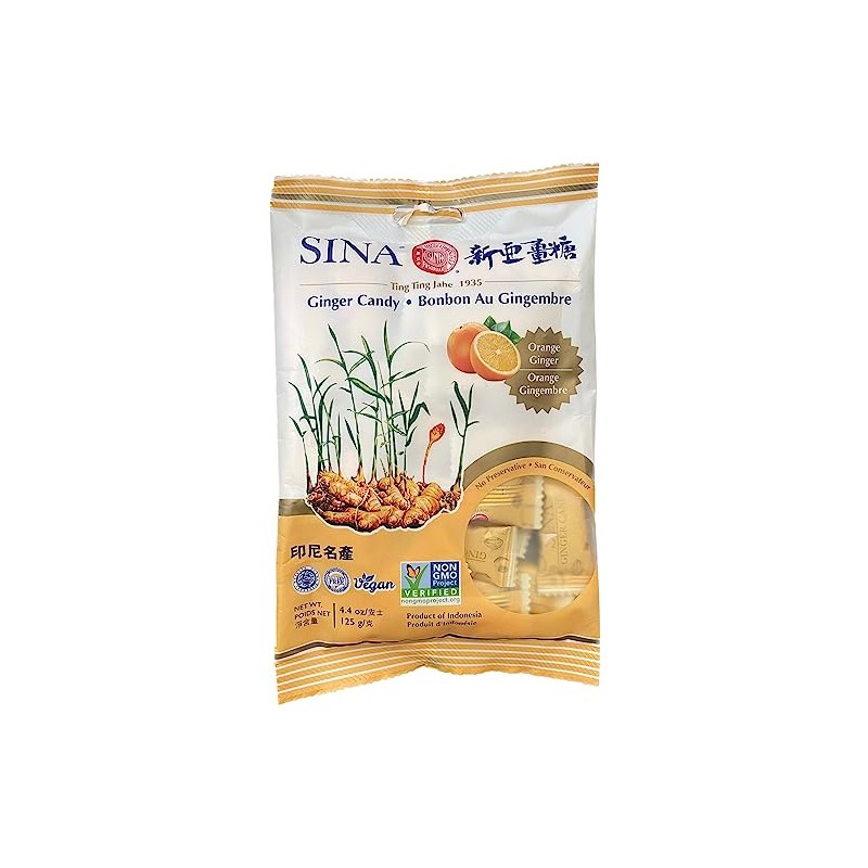 Sina Ting Ting Jahe Ginger Chewy Candy With Orange, 4.4
