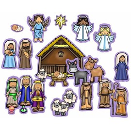 Story Time Felts Nativity Felt Figures Flannel Board Stories 25 Pieces Christmas Scene Birth Jesus (Small)