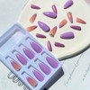 24Pcs French Tip Press on Nails Purple Fake Nails Almond