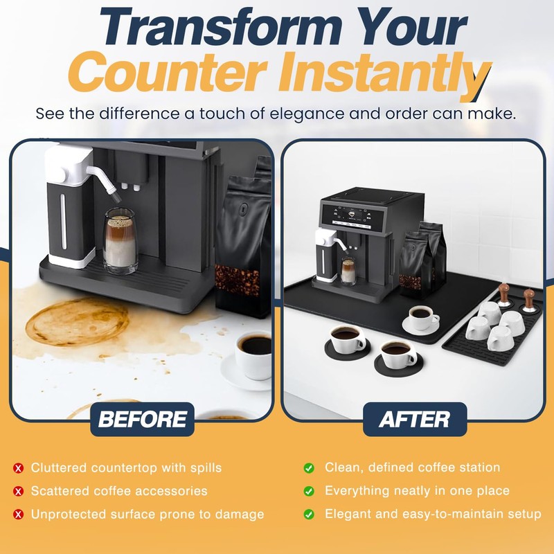 Coffee Machine Mat Sets Silicone Dish Drying Pad Kitchen Station