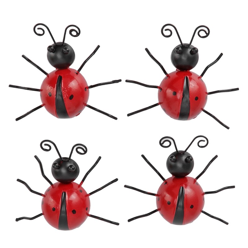 4Pcs Ladybug Wall Decoration Iron Ladybug with Black Spots Ladybug