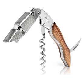 U Chef Sacacorchos de madera premium, destapador/destapa corchos multifuncional de acero inoxidable con palisandro, Perfecto para destapar botellas de vino, cervezas y refrescos