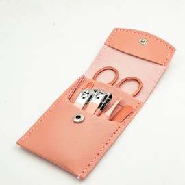 Nail Clipper Set, 7PCS Manicure Set Fingernail Clippers Kit Fashion Color Champagne Stainless Steel Pedicure and Manicure Kit with Pink PU Leather Case