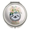 Happy Sloth Flowers in Hair Compact Travel Purse Handbag Makeup