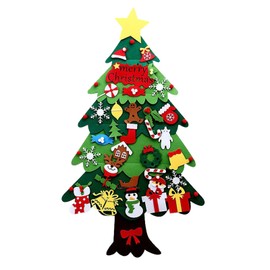 AWOCAN DIY Felt Christmas Tree Set Detachable Ornaments Door Wall Hanging Xmas DIY Christmas Tree Christmas Decorations for Xmas Party (green-1)