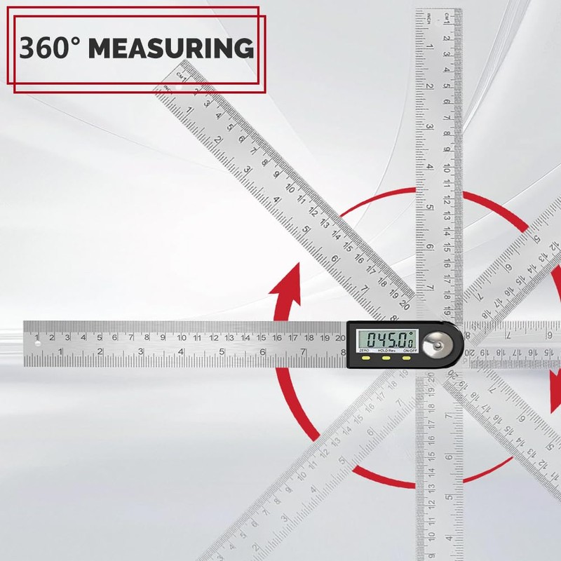 Flintronic Digital Angle Finder, 8"/200mm Digital Inclinometer Protractor, Stainless Steel