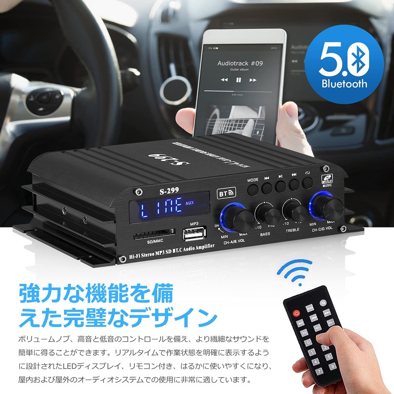 HiFi 4.0CH Bluetooth Digital Power Amplifier for Home Car Subwoofer
